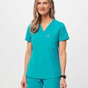 Figs teal Catarina one-pocket scrub top